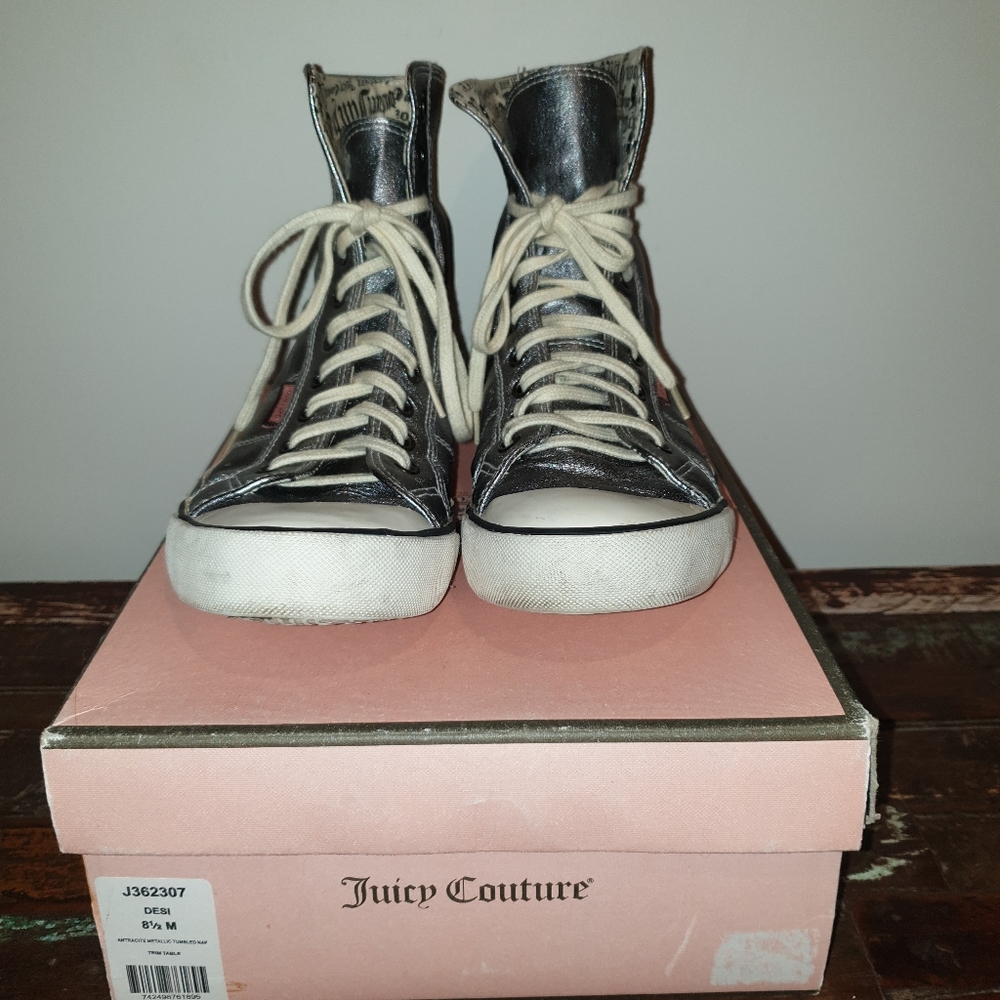 Juicy Couture Metallic Silver Leather High Tops - Picture 4 of 11